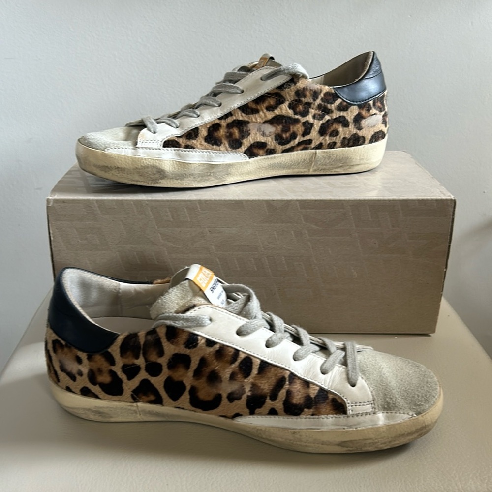 Golden Goose Superstar Leopard Hair Calf Sneaker AUTHENTIC Sz 38